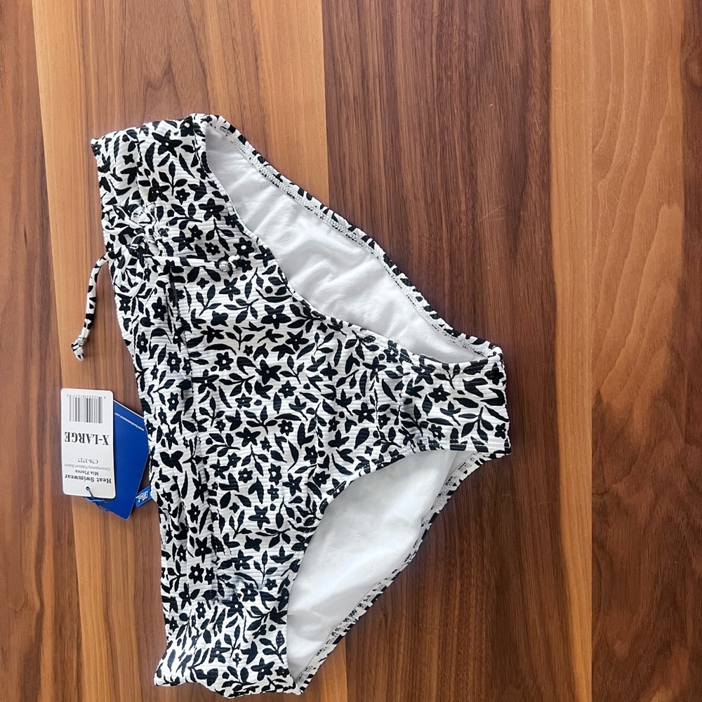 Black and White Floral Bikini Bottom